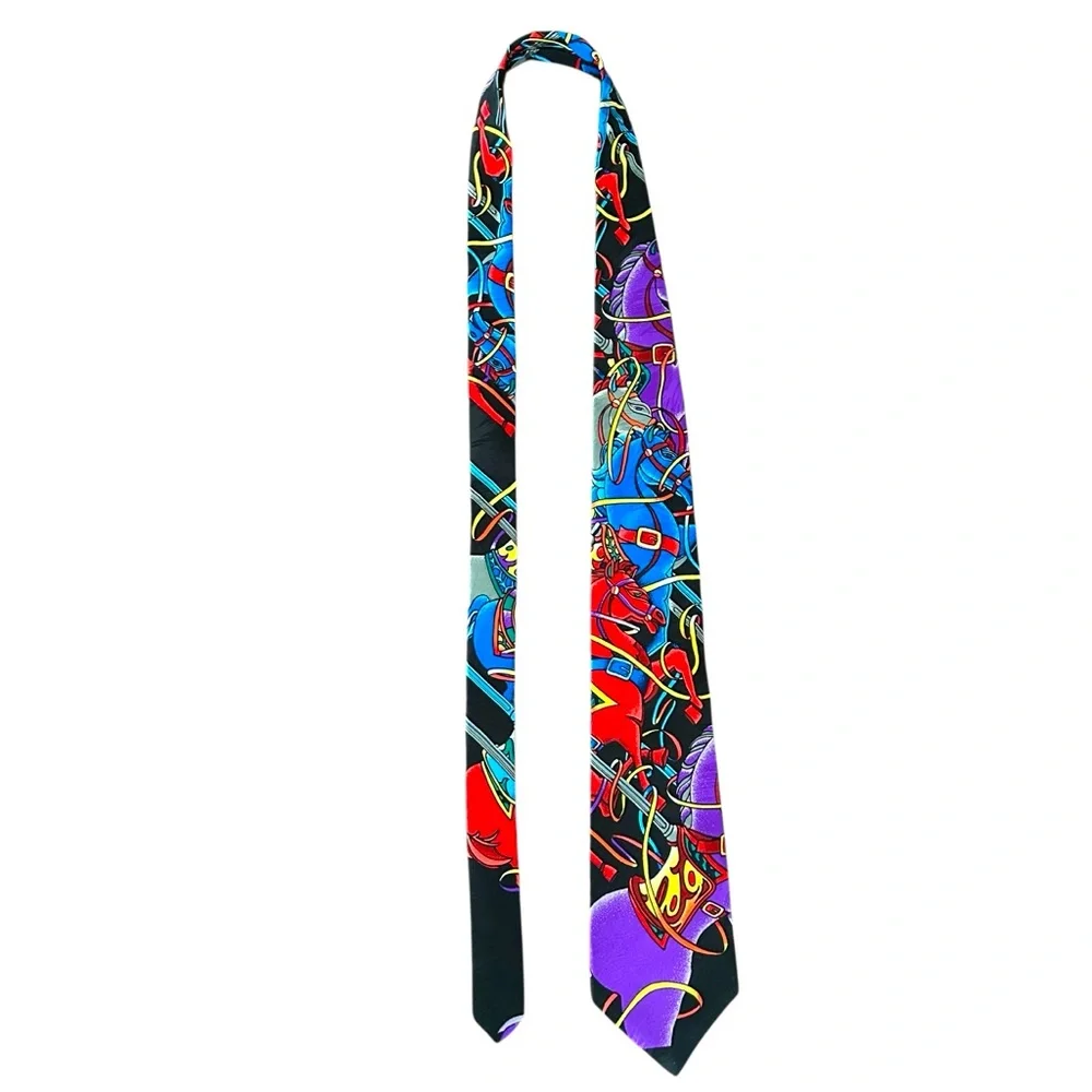 Vintage Rush Limbaugh 100% Silk Tie Colorful Carousel Horses